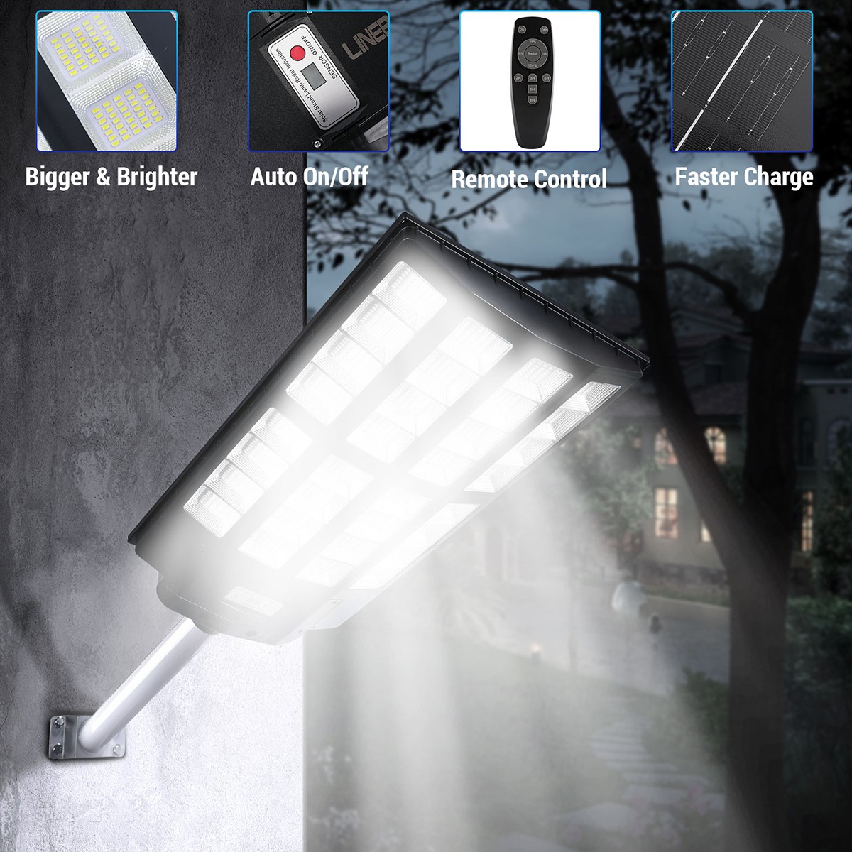 20000000LM Commercial Solar Street Light Outdoor Dusk to Dawn Solar Super Bright