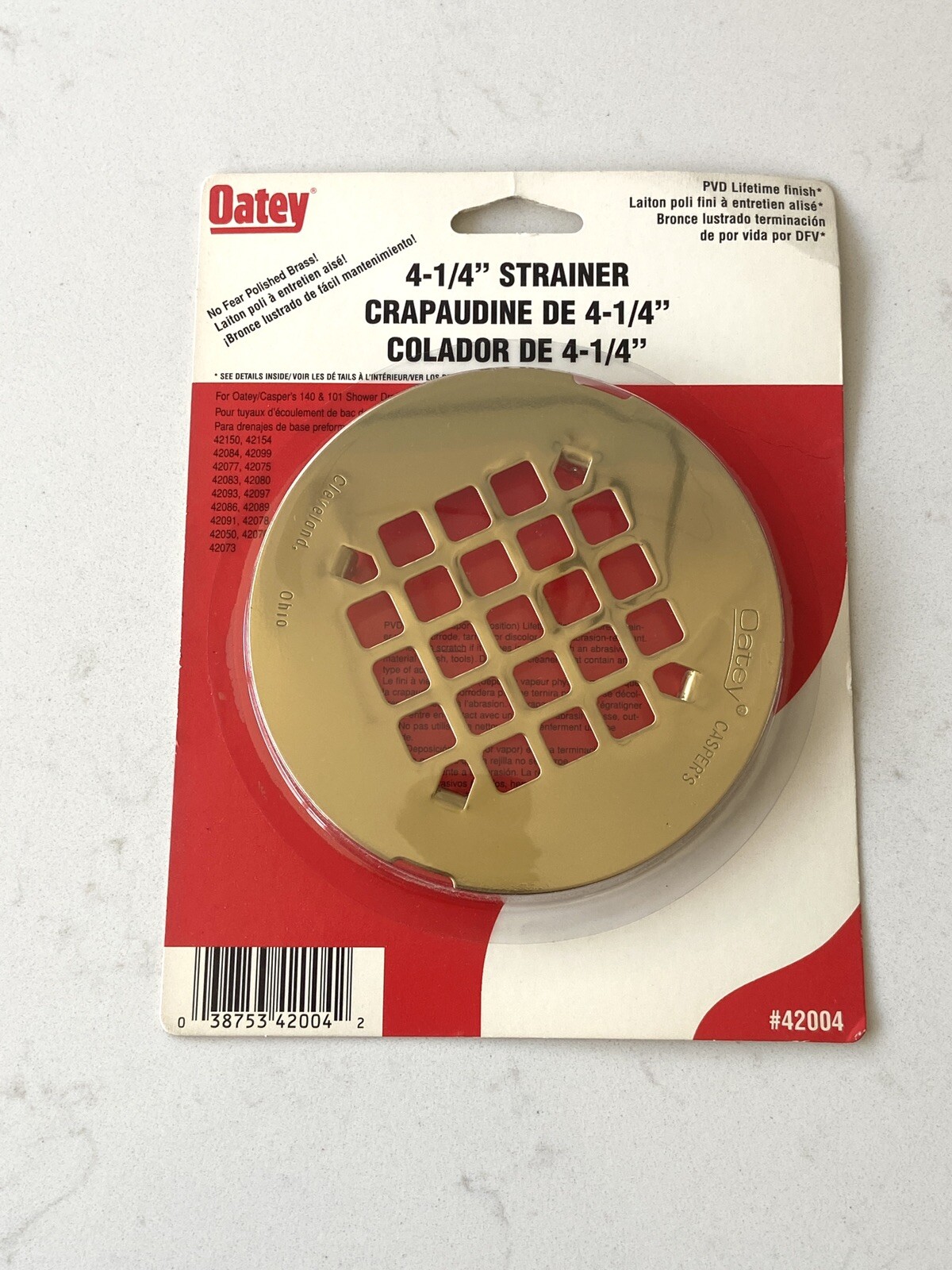 NEW Oatey Polished Brass Shower Strainer 4 1/4" - #42004