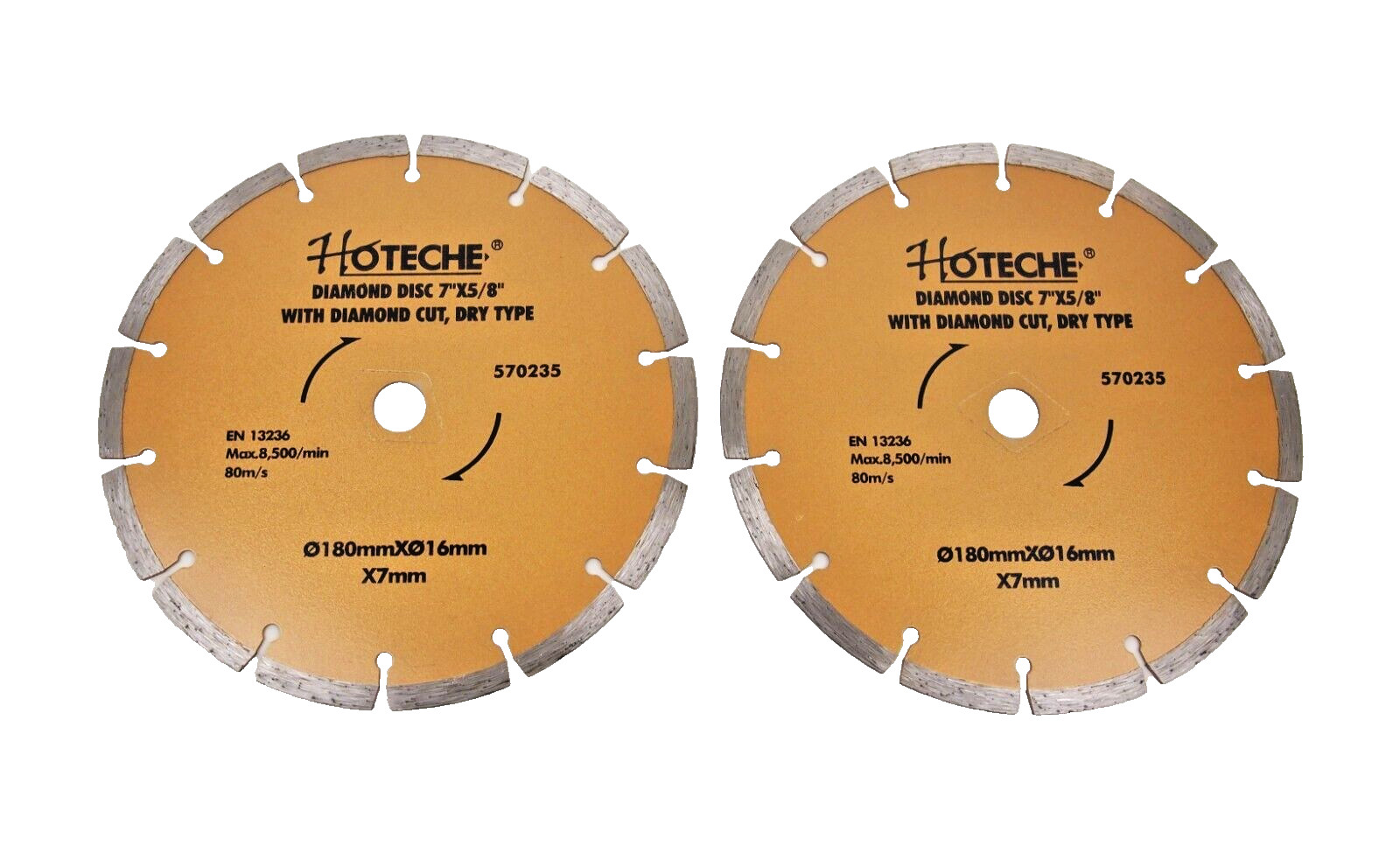 2PC 7" Diamond Blade Dry Segmented Cutting Disc 5/8" Arbor Diamond Cut 570235