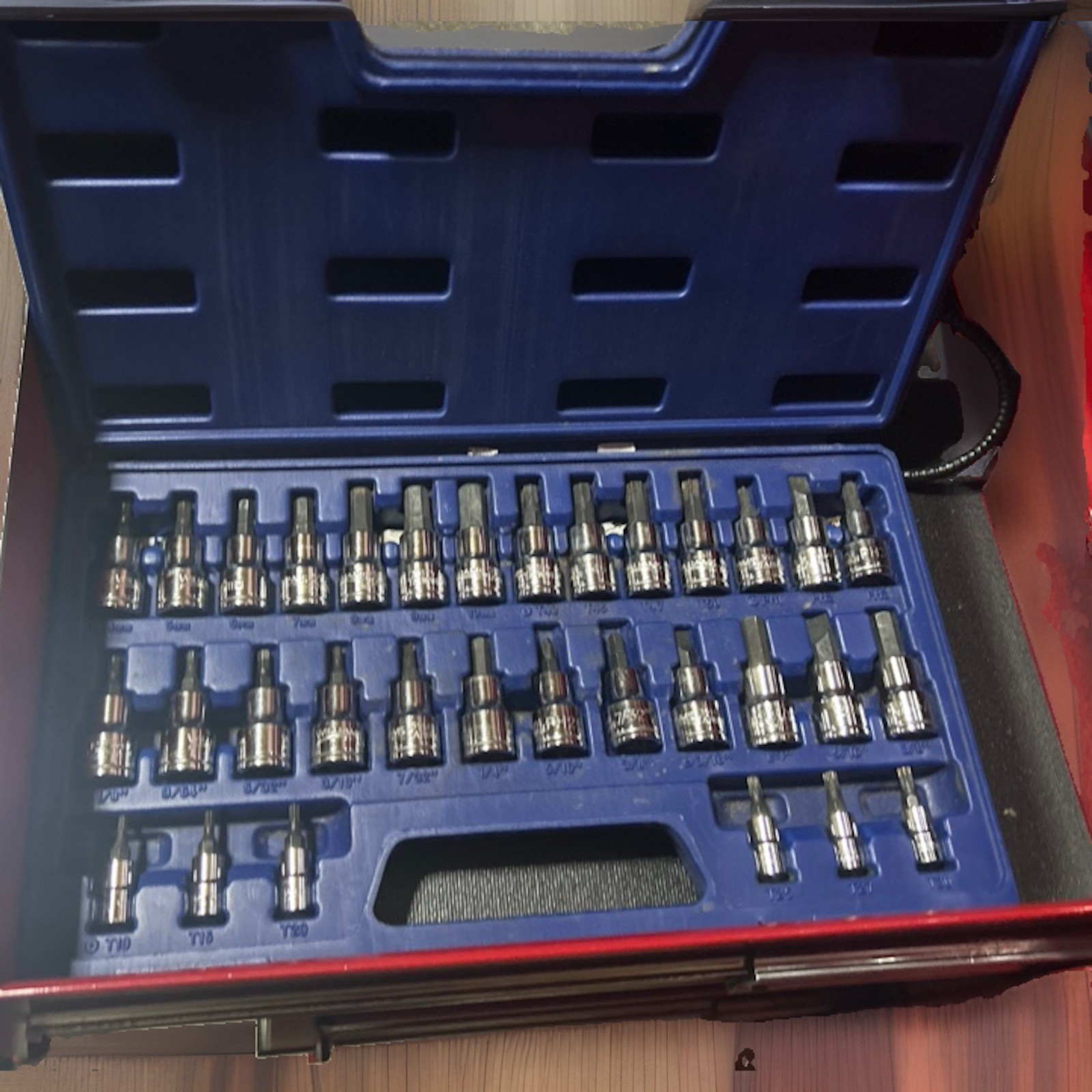 34pc 3/8"Drive Master socket Bit Set Hex Torx Driver Set,Blue Case , JH Williams