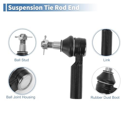 4pcs Front Inner Outer Tie Rod Ends Kit Suspension Steering Tie Rod End for