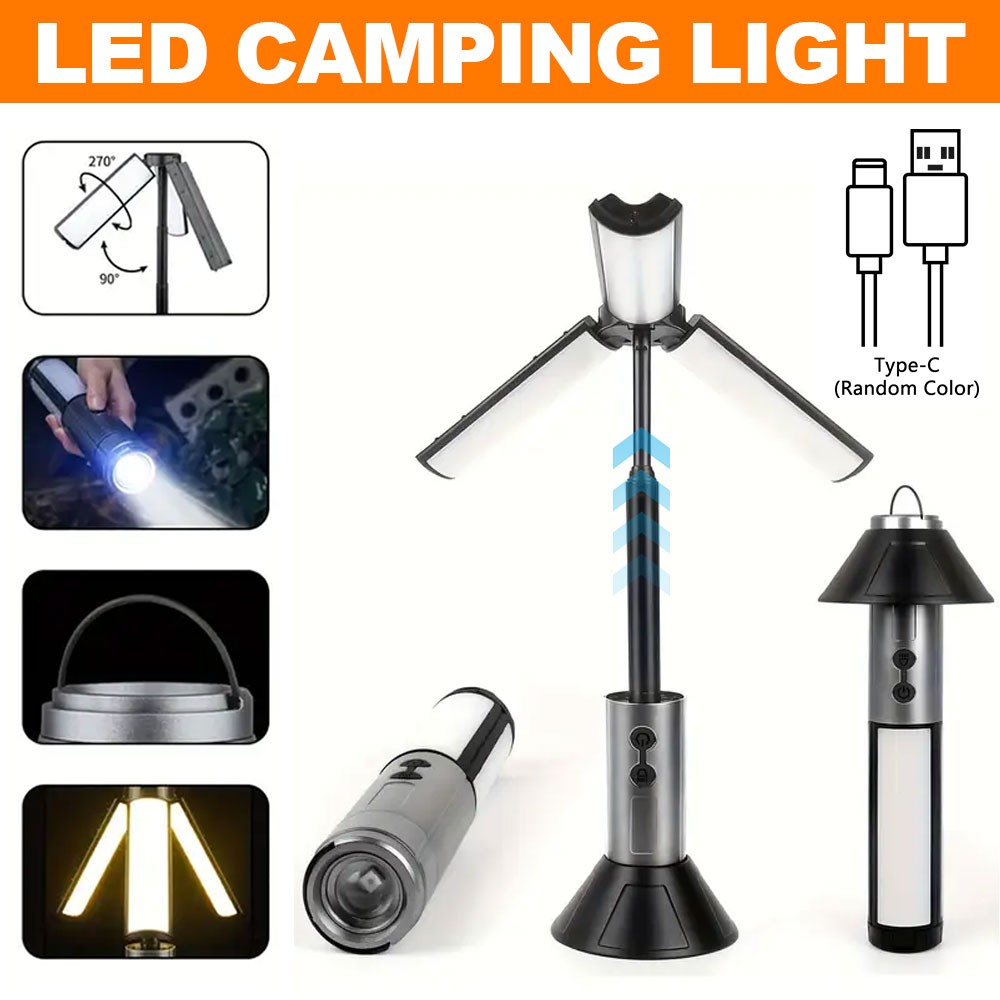 3000mAh Telescopic Folding Tent Light Tripod Camping