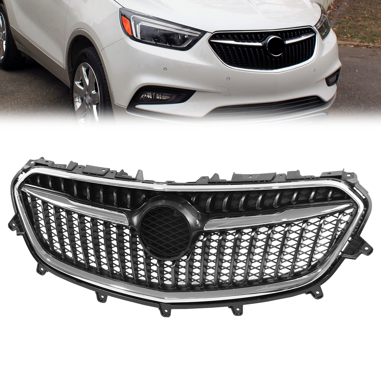 For 2017-2020 Buick Encore Front Bumper Upper Grille w/ Chrome Trim GM1200755