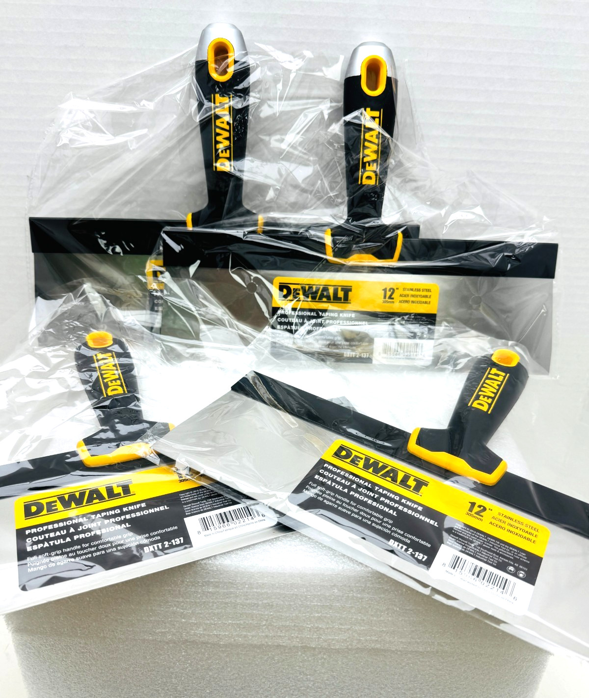x4 DeWalt 12" Professional SS Soft Grip Taping Drywall Knife DXTT-2-137