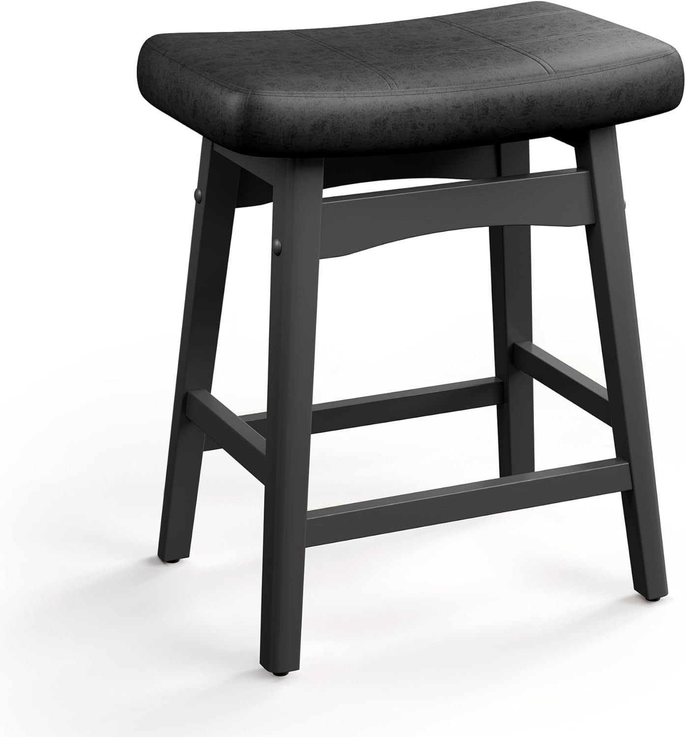 Saddle Bar Stools Kitchen Counter Height Dining Pub Chairs with Solid Wood Leg