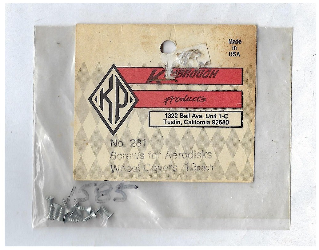 Vintage RC Car Kimbrough 281 Wheel Cover Screws for Aerodisks Aerodiscs OldStock