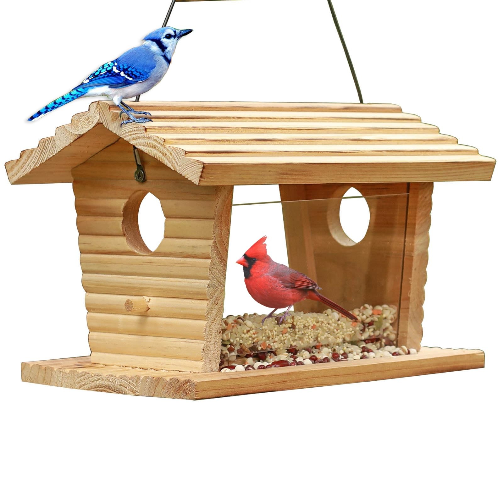 STARSWR Bluebird Feeder Outside,Mealworm Bird for Outdoors Brown