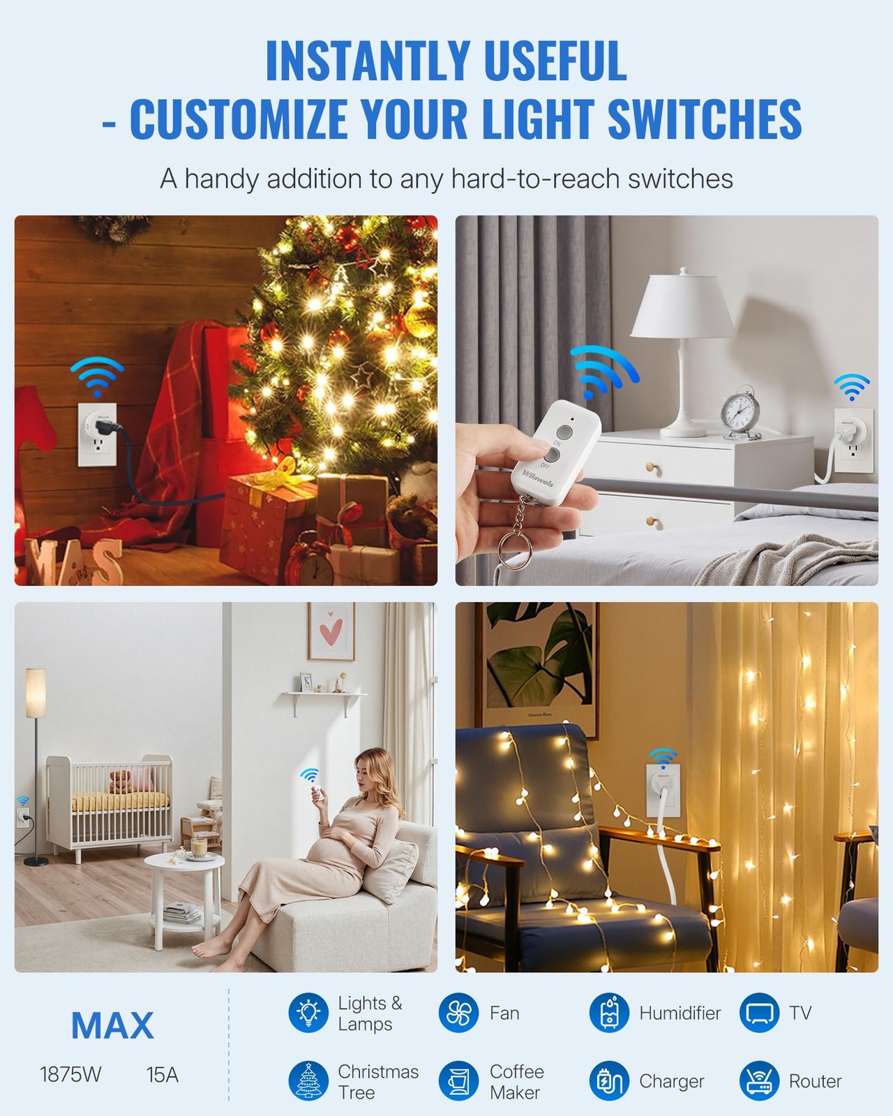Remote Control Outlet Plug, Wireless Remote On Off Switch for Outlet, Remote ...