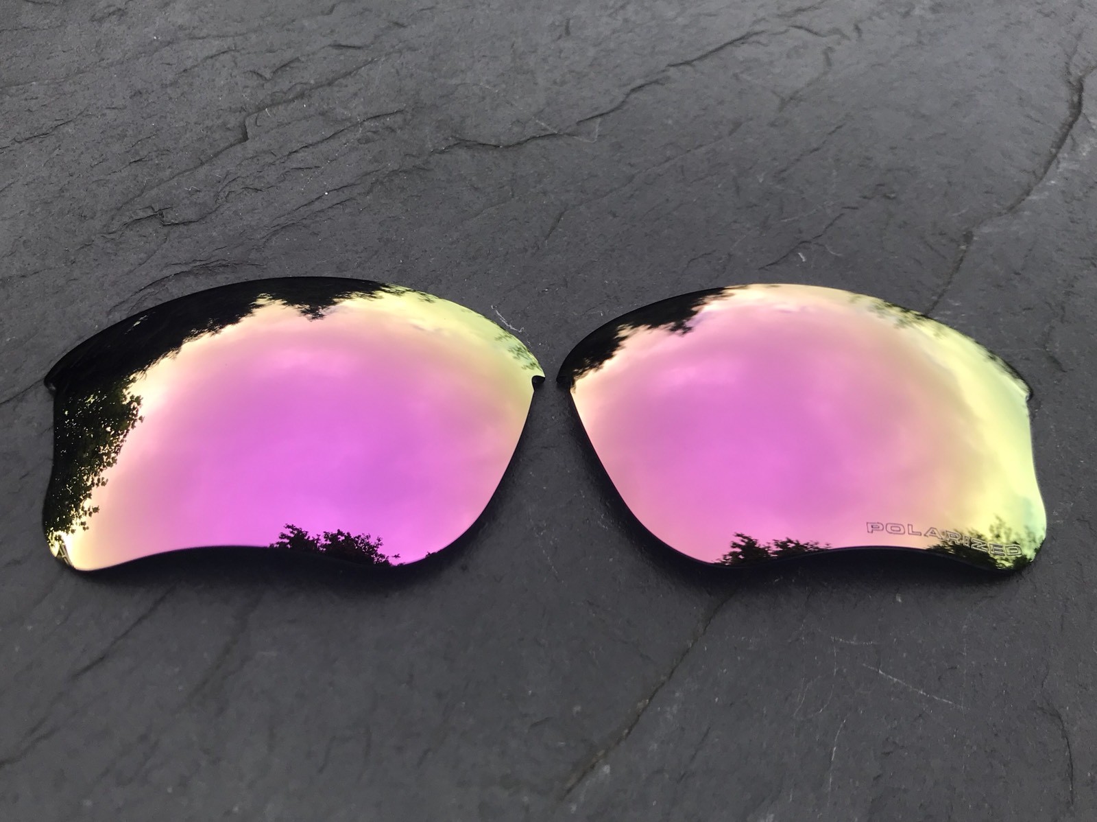 ETCHED POLARIZED ROSE PINK MIRROR REPLACEMENT LENSES FOR OAKLEY FLAK JACKET XLJ