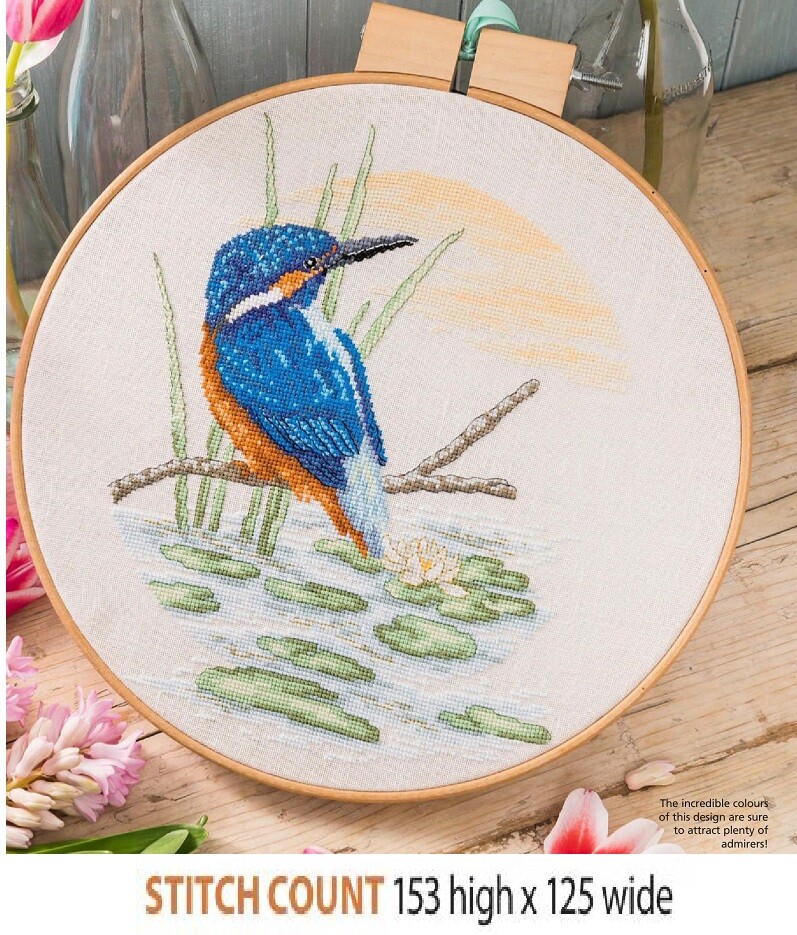 GORGEOUS  KINGFISHER  HOOP  CROSS  STITCH PATTERN ONLY     ALS    QE