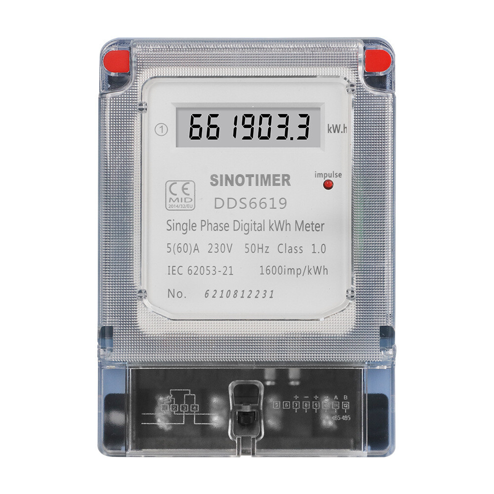 New AC230V 5-60A 50Hz Single Phase LCD Digital Energy Meter Household kWh
