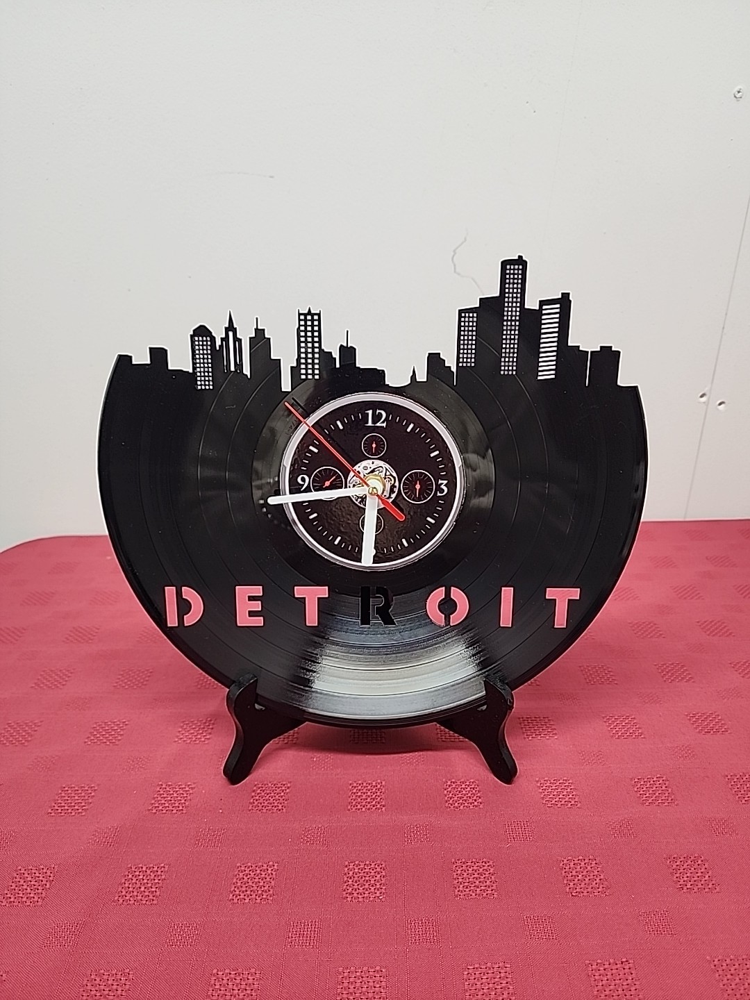 Vintage Detroit Vinyl Record Wall Clock Detroit Skyline Laser Cut Motown Working
