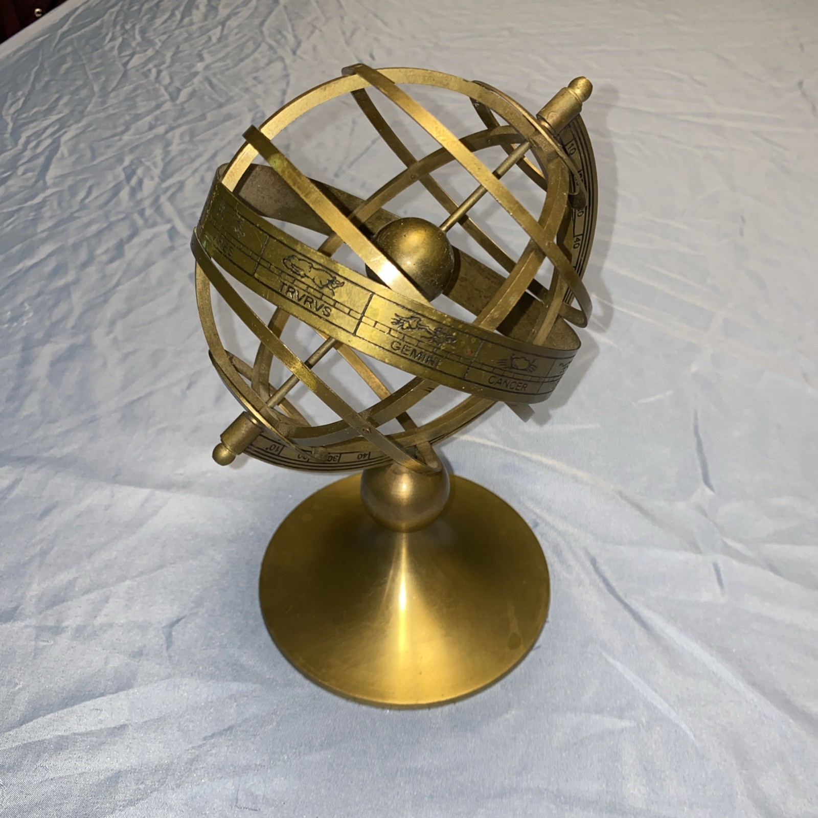 Zodiac Desk Celestial Amillary Globe Sphere Vintage STYLED Home Decor 9” Tall