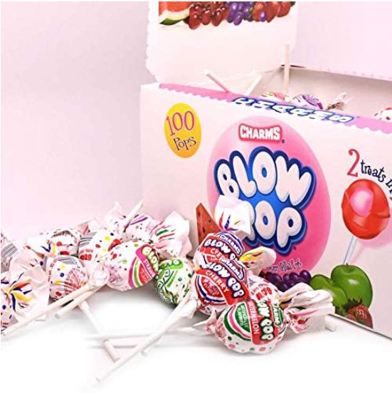Charms Blow Pops, Assorted Flavors, 100-Count, 4lb 1oz Box