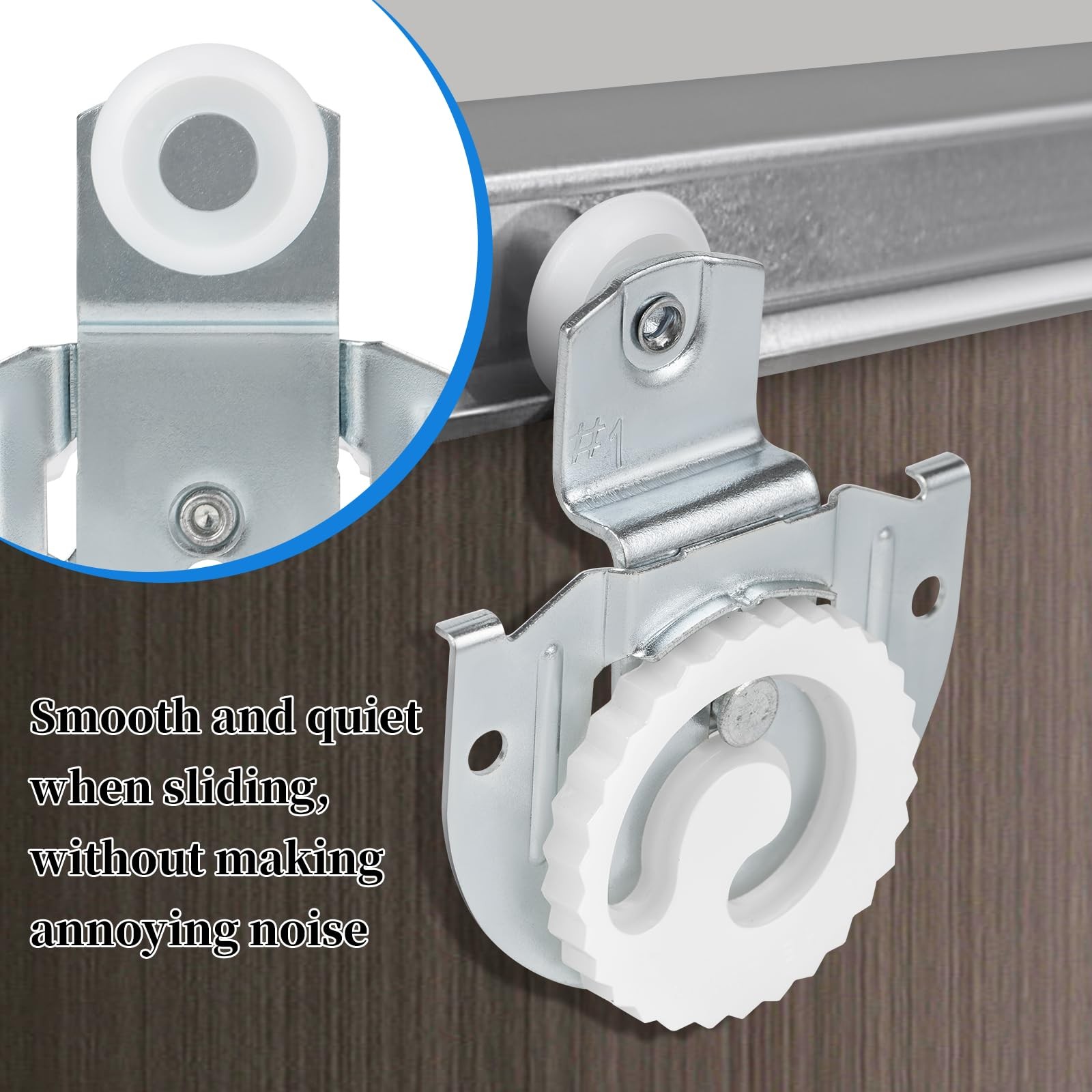 4 Pack Silver Sliding Closet Door Hardware Set Wardrobe Roller Kit
