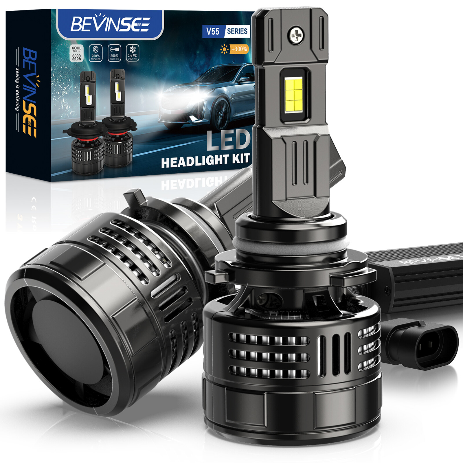 9006 HB4 LED Headlight Bulbs 150W 6000K For Chevrolet Impala 2000-2005 Bright
