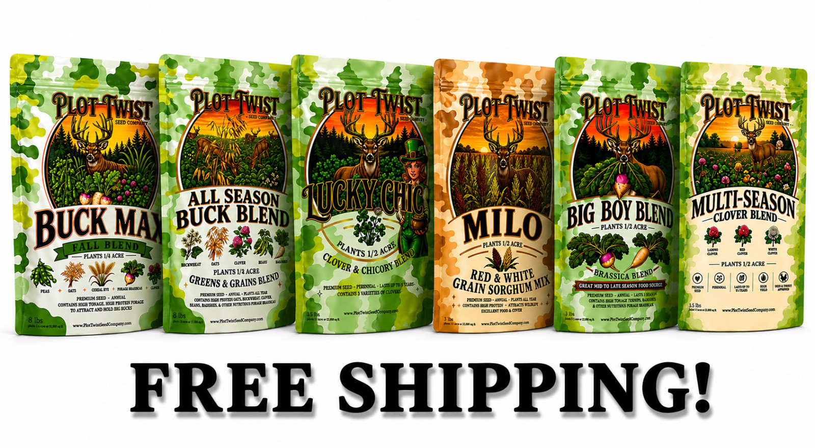 Deer Food Plot Seed Mix Blend Hunting Wildlife Clover Brassica Radish Whitetail