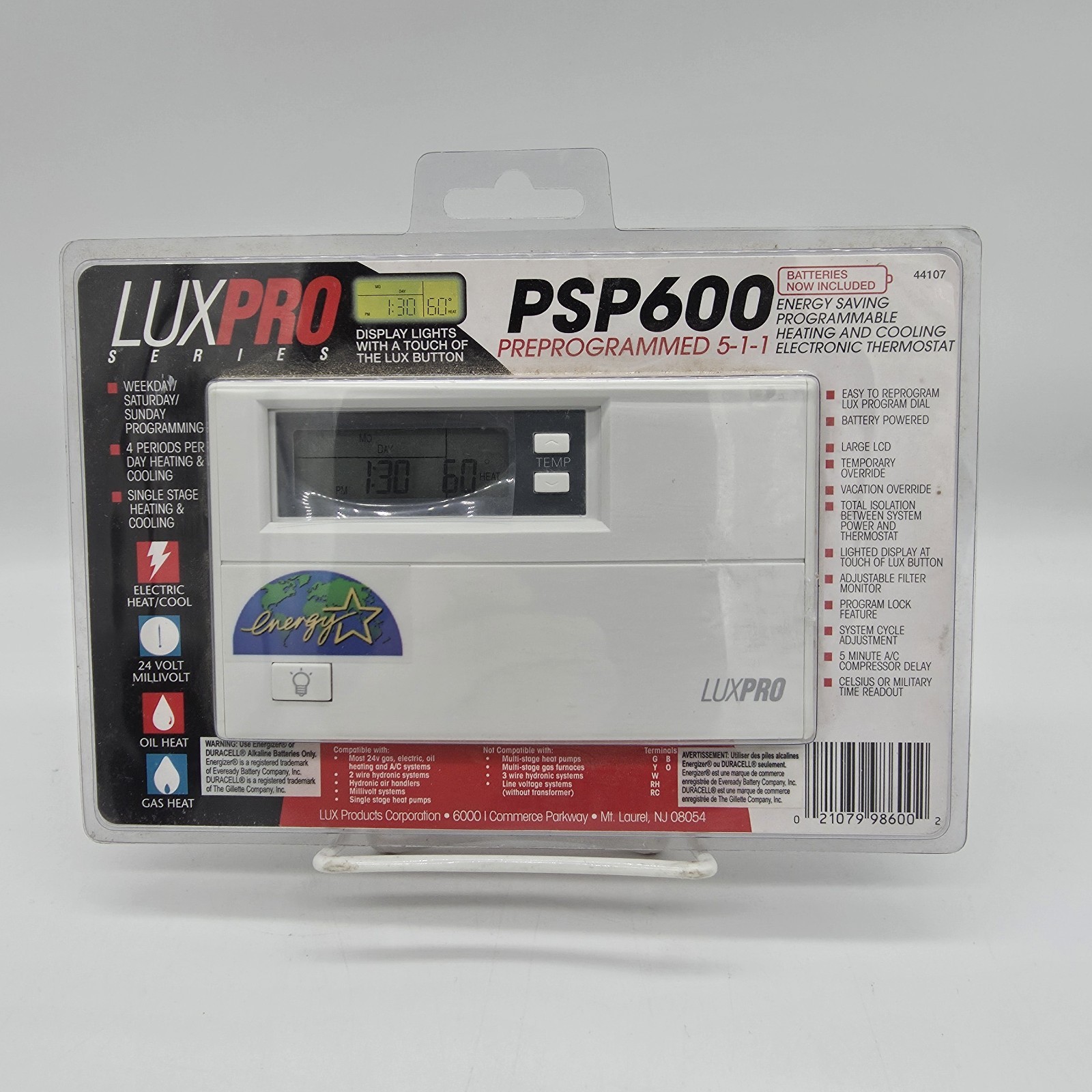 LuxPro Preprogrammed 5-1-1 Electronic Thermostat PSP600 Brand New Sealed #44107