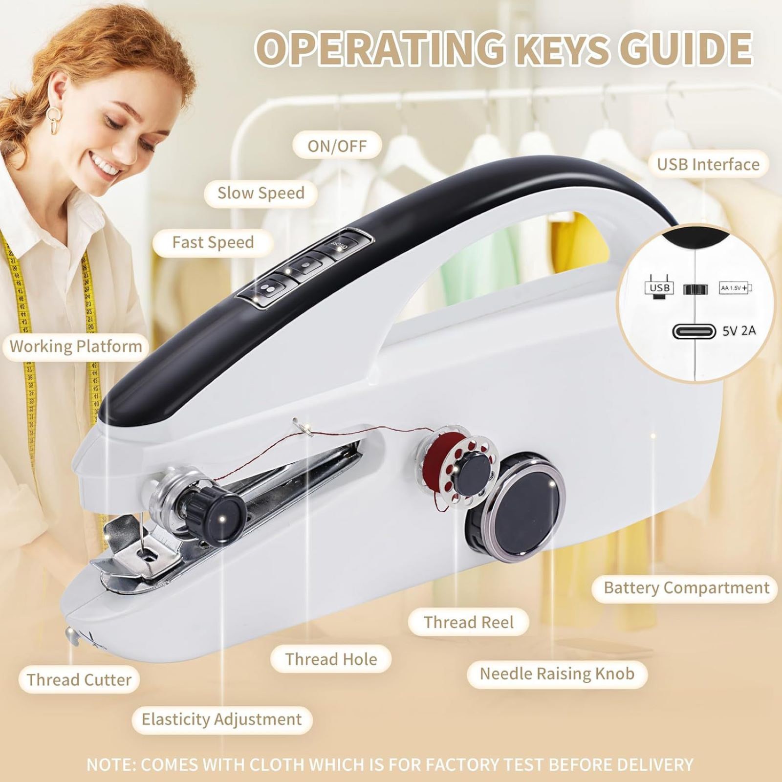 1 Set Home-use Sewing Machine Dual-Speed Adjustment Multi-fabric Compatibility