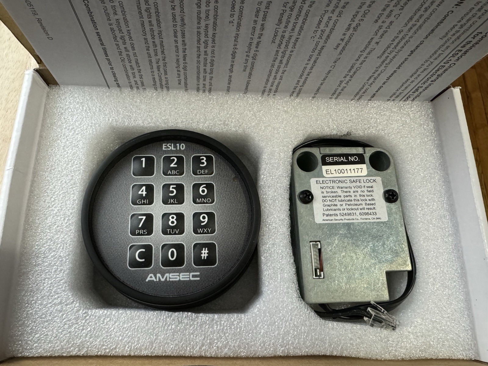 Amsec ESL10XL Series Electronic Safe Lock Black Or Black/chrome