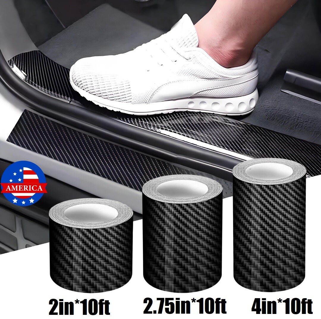 Car Carbon Fiber Vinyl Film Sticker Door Sill Scuff Anti Scratch Tape Protection