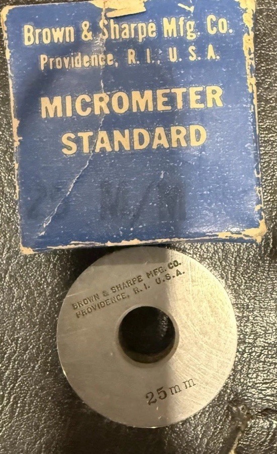 Vintage Brown & Sharpe 25MM Round Disc Micrometer Standard SettingCircular Gauge