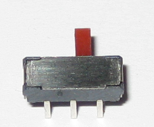 5 X DPDT Miniature Right Angle Slide Switch - 6 Pin PC Board Mount - Red Slide