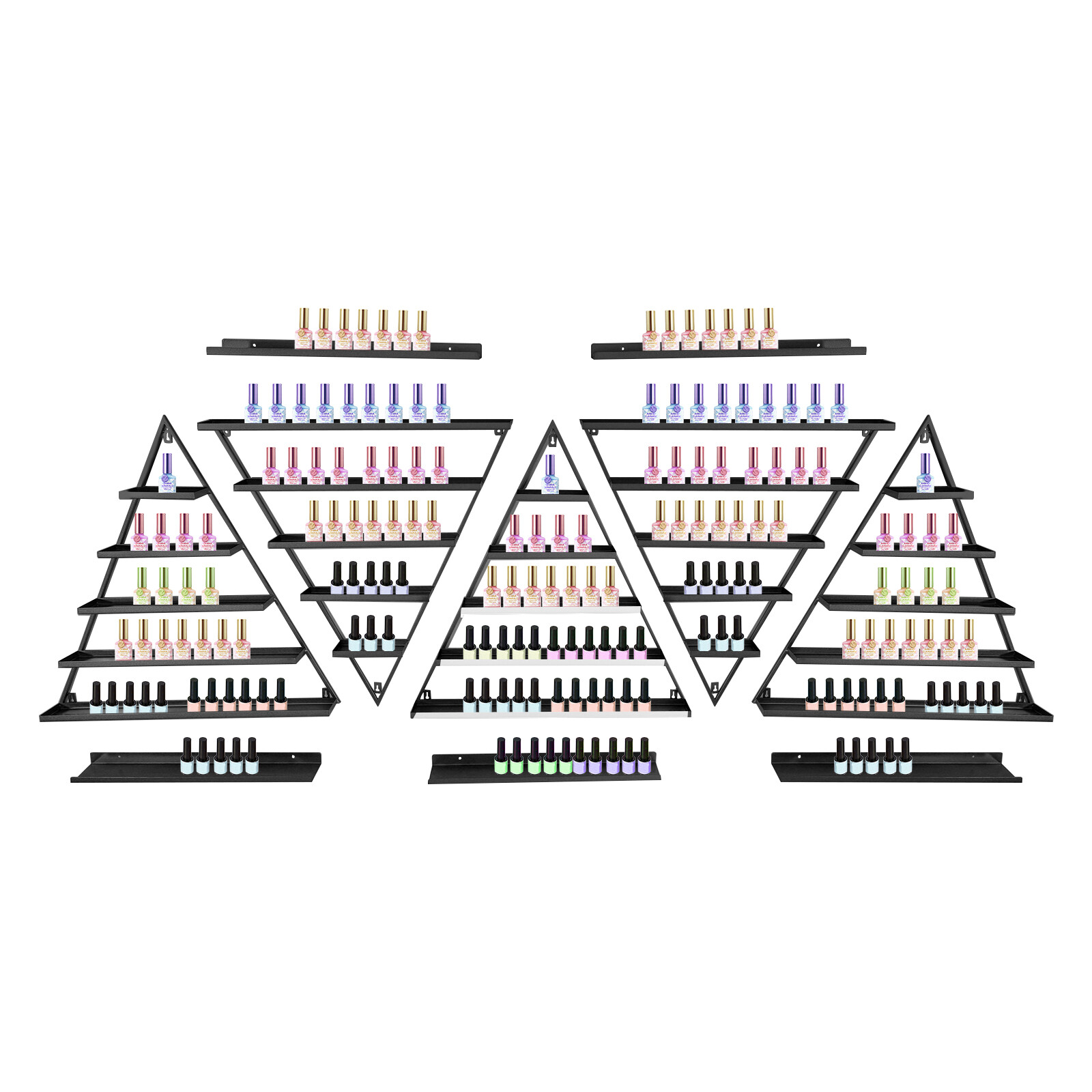 10PCS Triangular Nail Polish Racks, Wall-mounted Nail Polish Racks, 5-tier