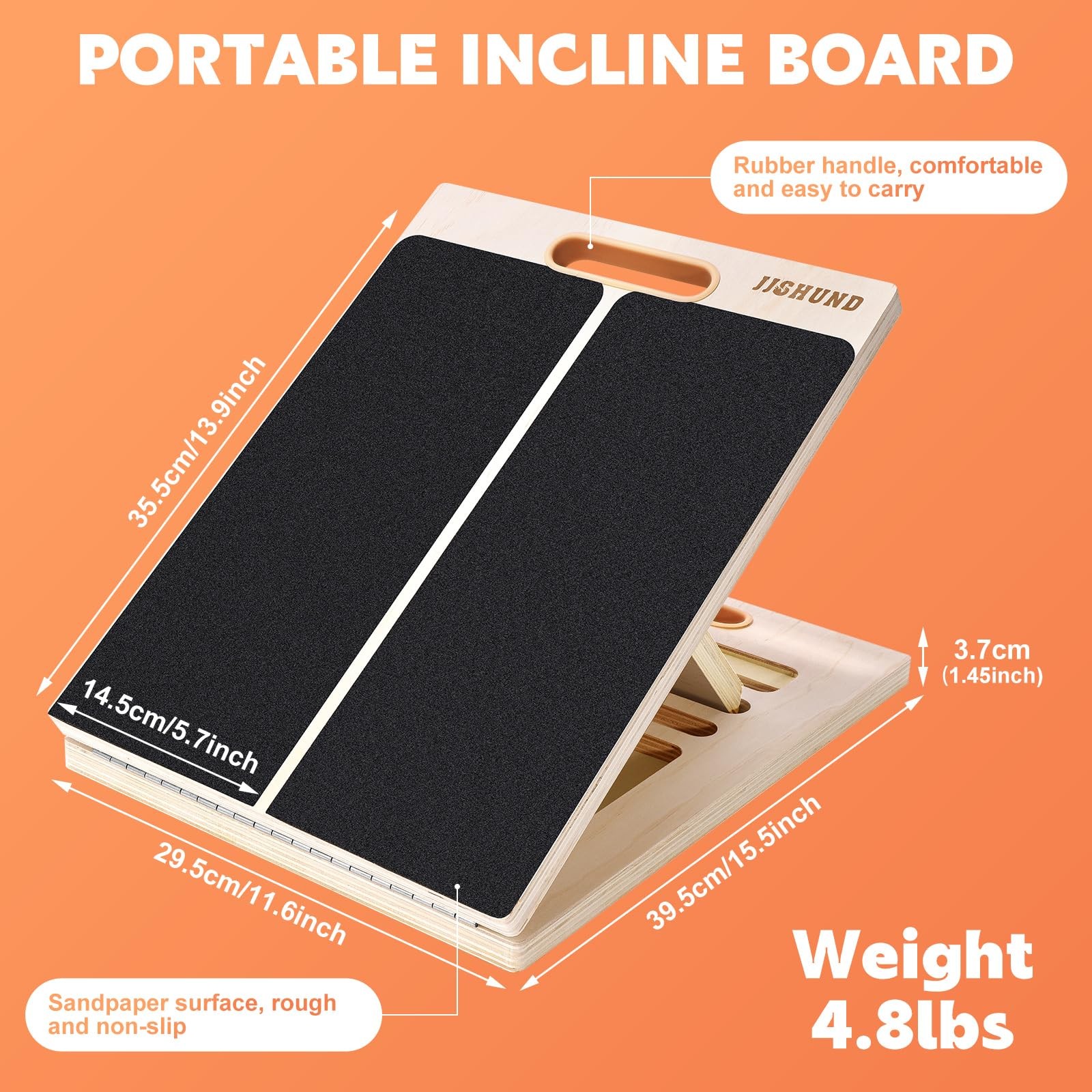 Portable Slant Board for Calf Stretching, Adjustable Wooden Calf Stretcher In