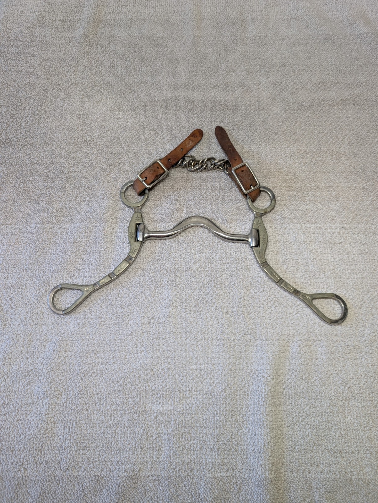 Western Horse Tack Spoon Curb Bit Decorative Shanks Unique Cool Design