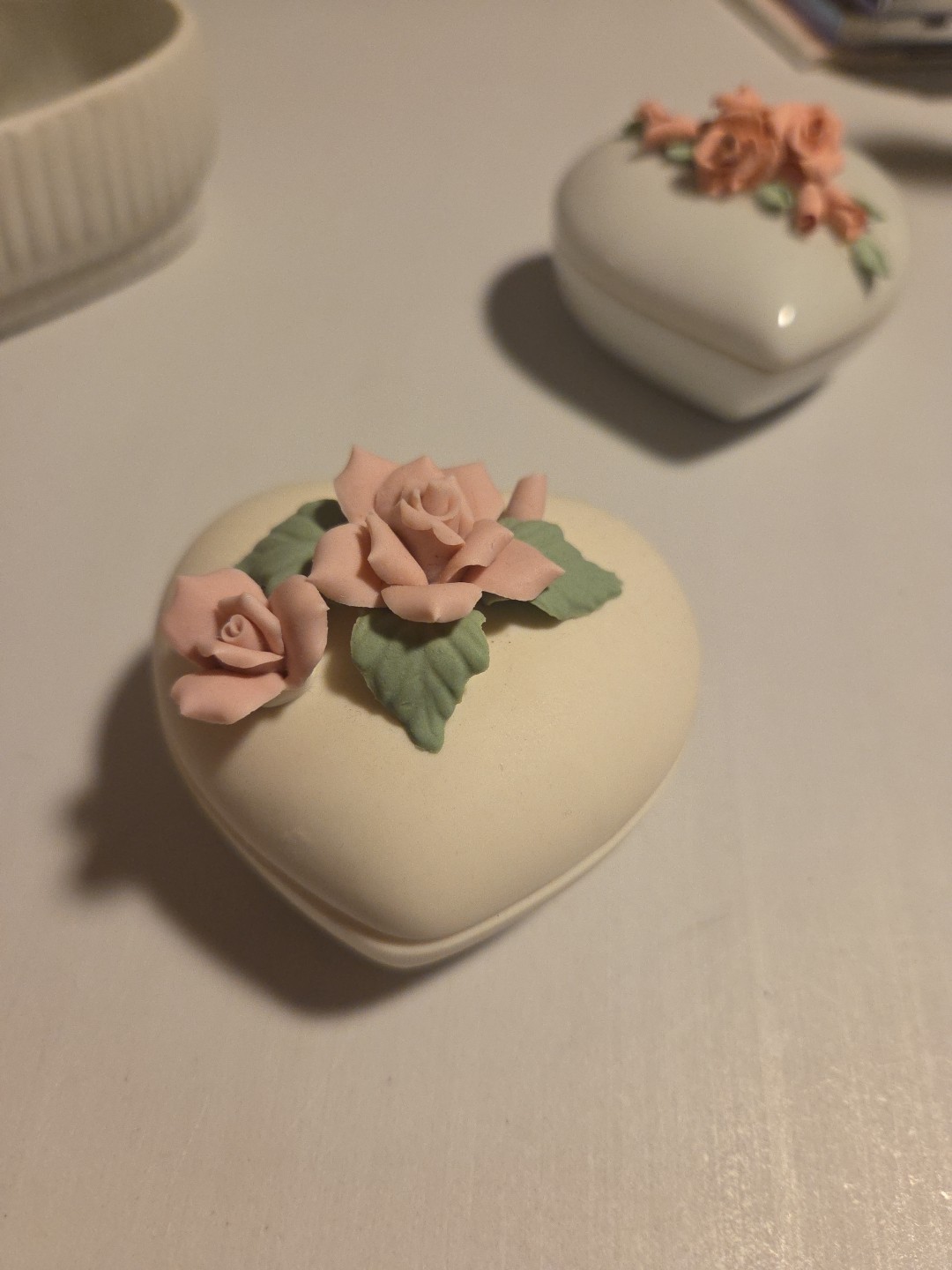 Three Heart Trinket Boxes 3D Flowers