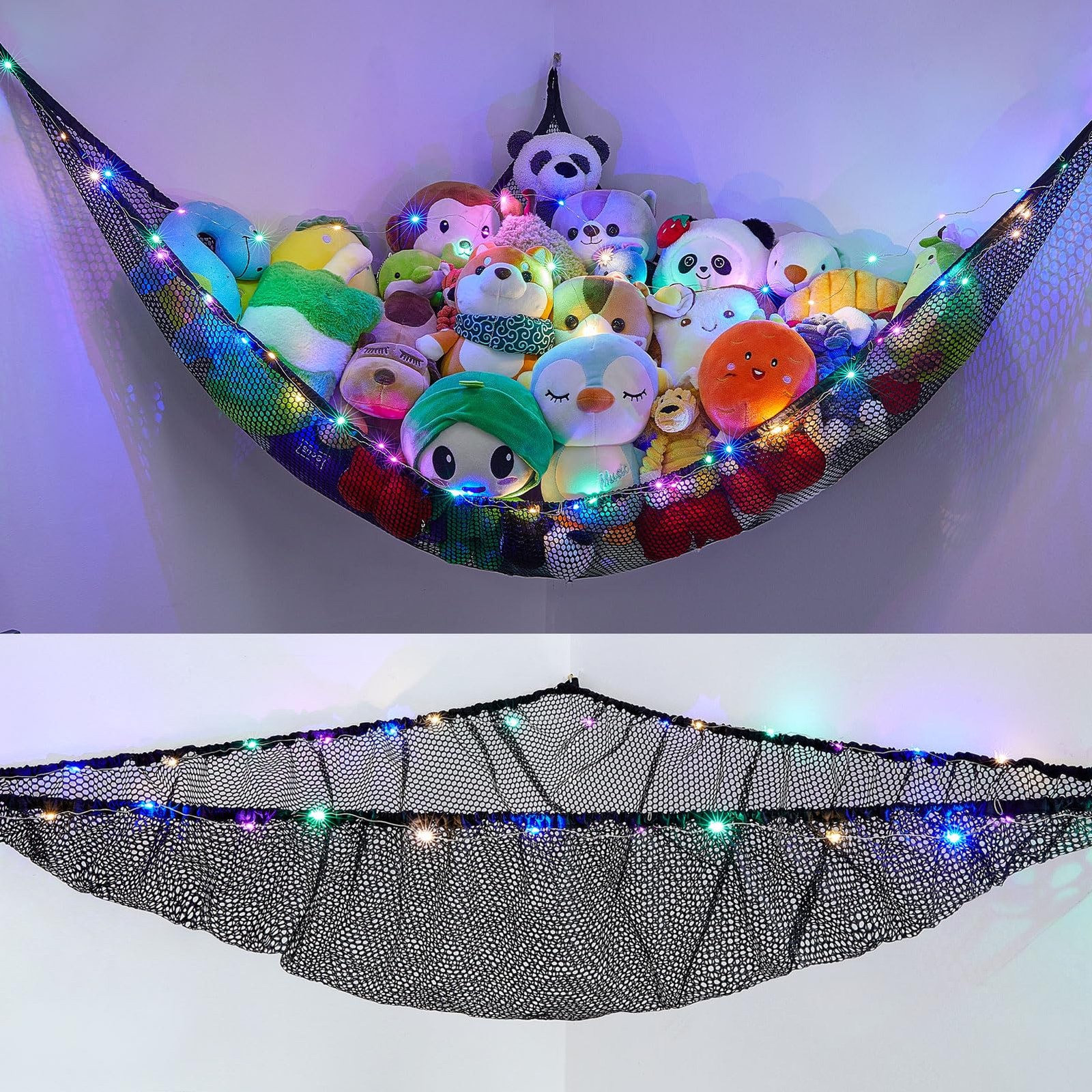 Unicorn Castle Stuffed Animals Net or Hammock Kids Large (Pack of 1), Black