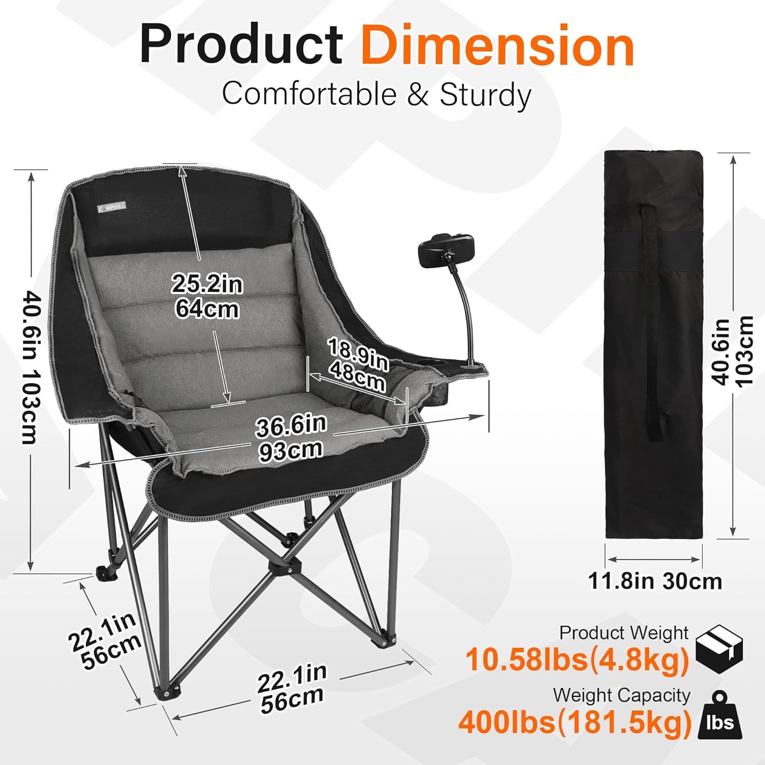 Camping Chairs Adults-Oversized Extra Large Lawn Chair,Folding Comfy Padded