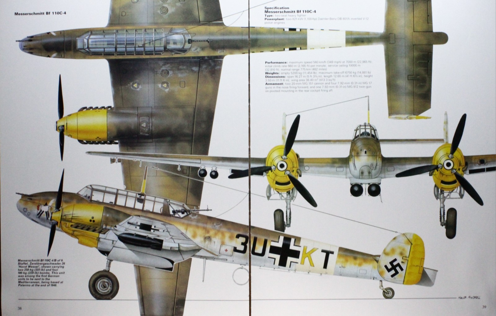 Bf 110 Messerschmitt Picture Article Vtg Wall Art Aircraft Sheet Display