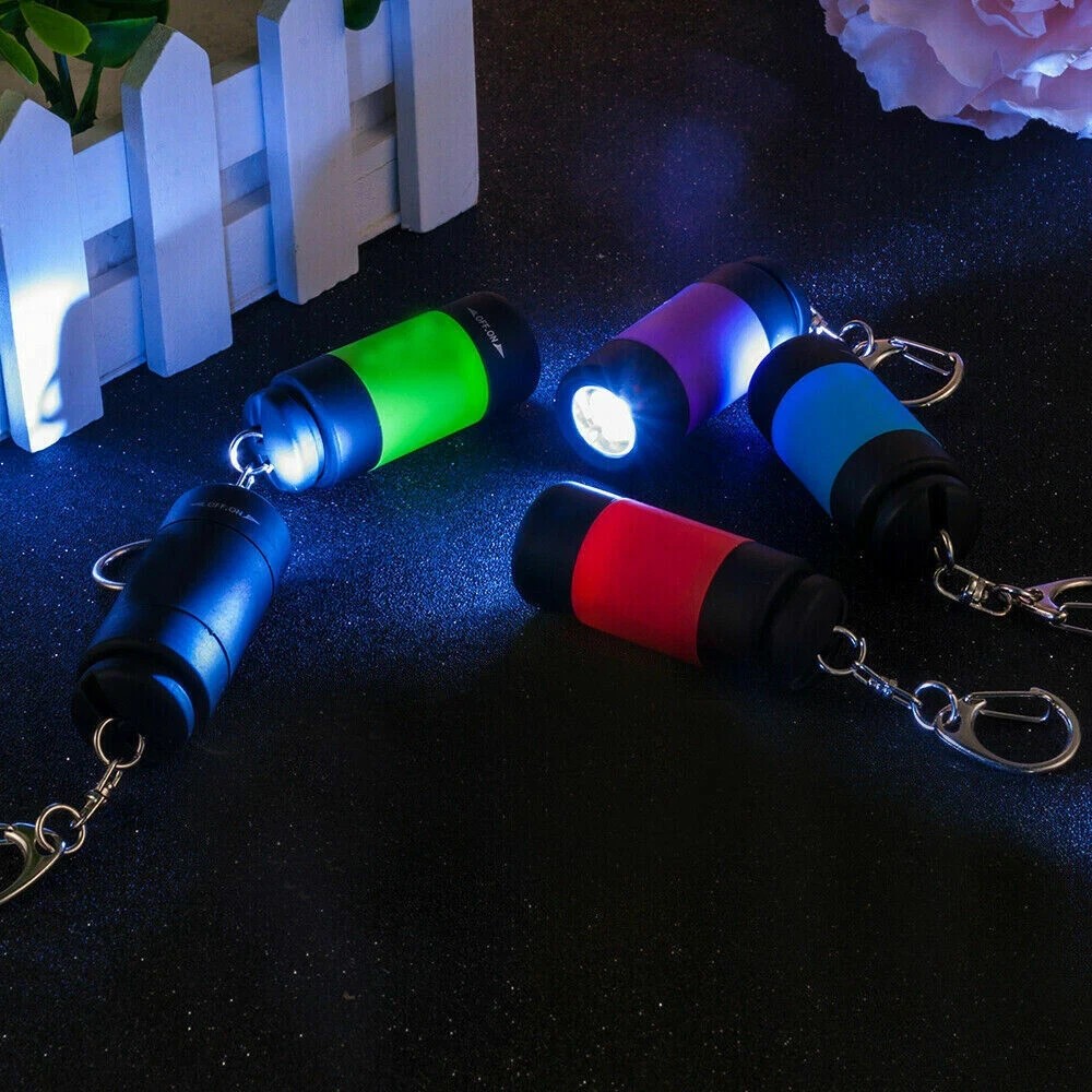 Mini USB Rechargeable LED Flashlight Pocket Torch Keychain Camping Lamp