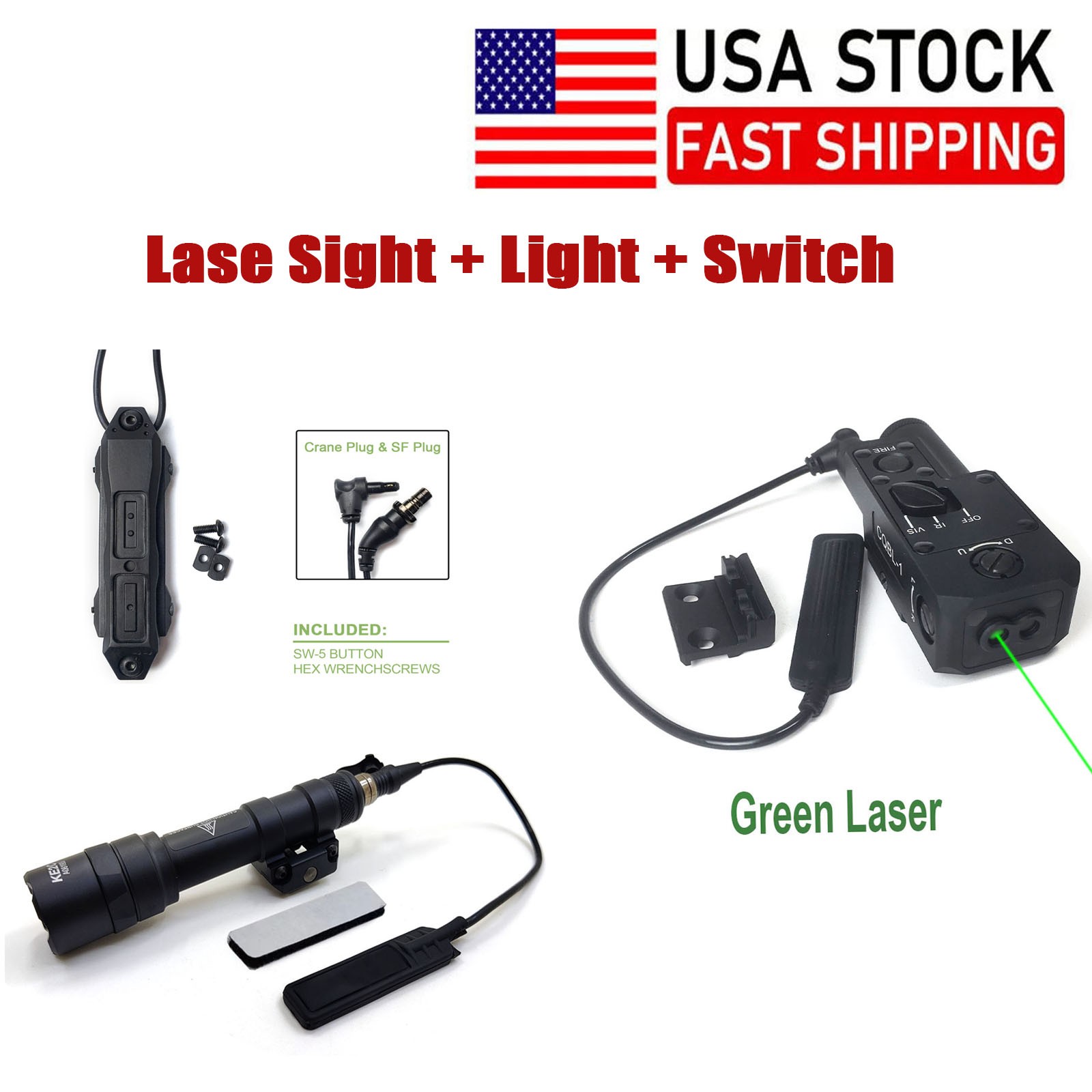 CQBL-1 IR Laser / Green Laser Aiming Sight + M600B Flashlight + Tactical Switch