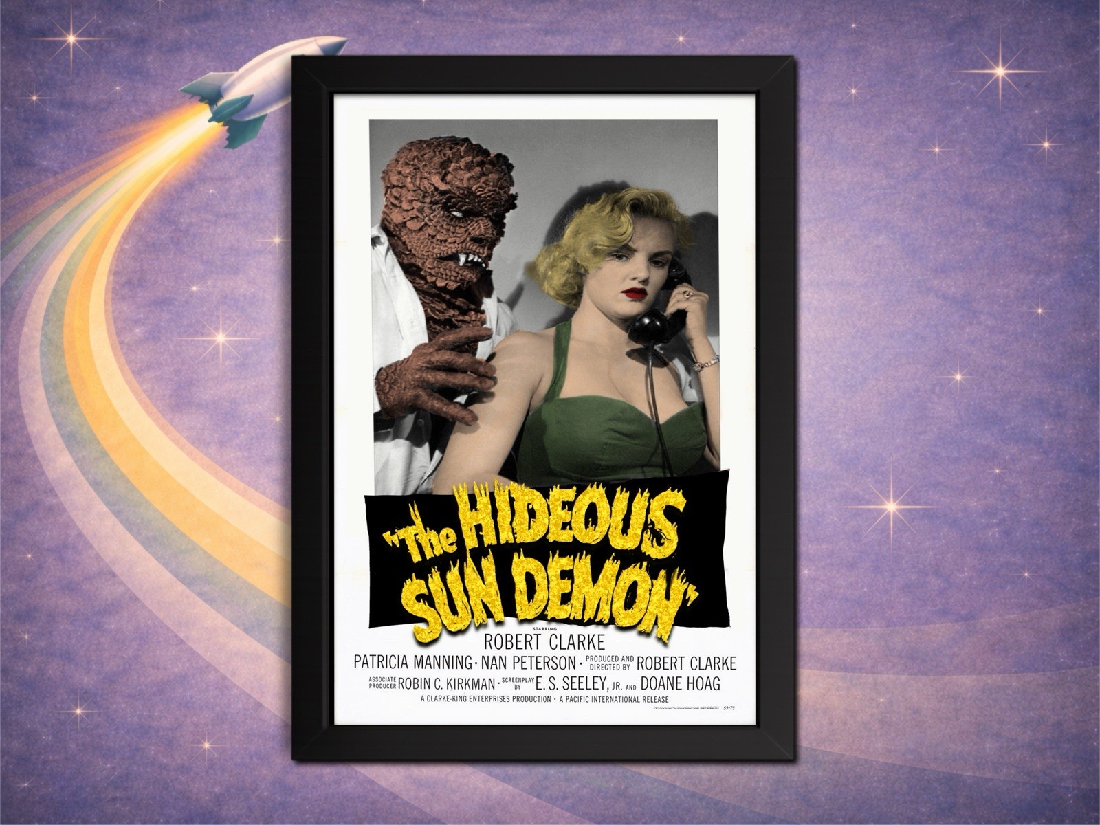 Framed The Hideous Sun Demon – Colorized Reimagined Classic Sci-Fi Print 8x12