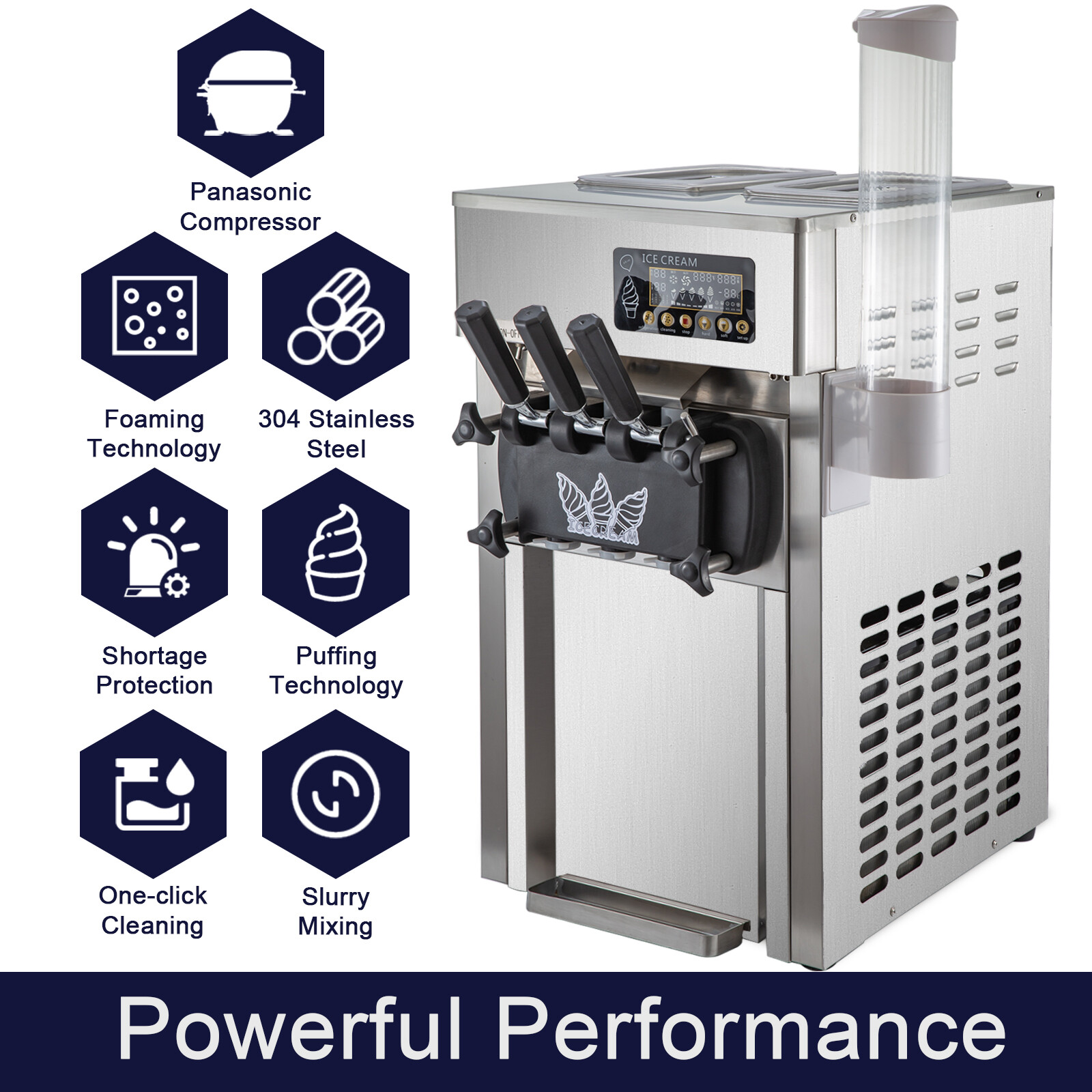 Coffee Shop Desktop Ice Cream Machine Professional Three Flavors Ice Cream Maker