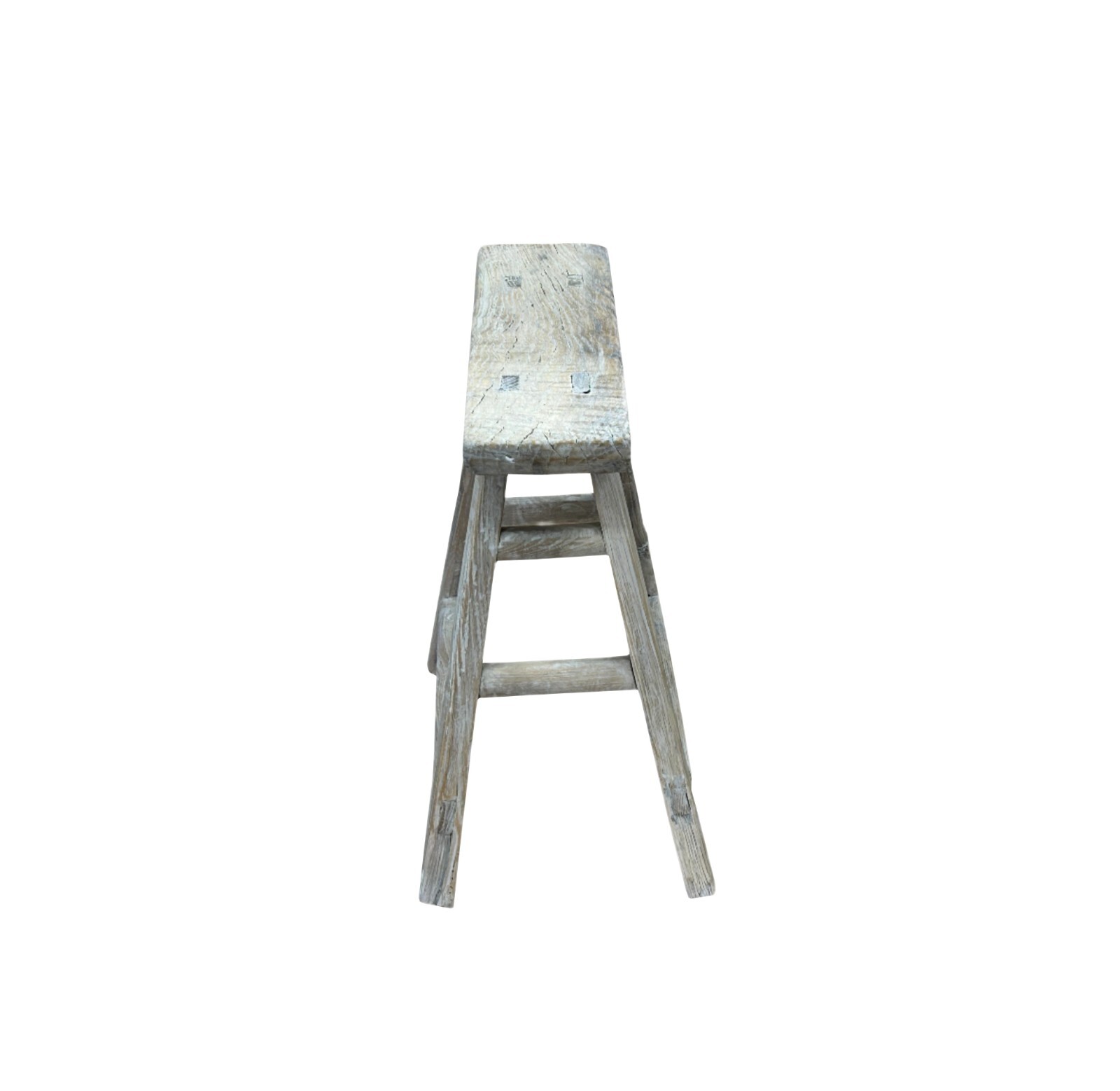 Rustic Raw Rough Wood Grain Rectangle Slim Stool Bench Side Table ws4586