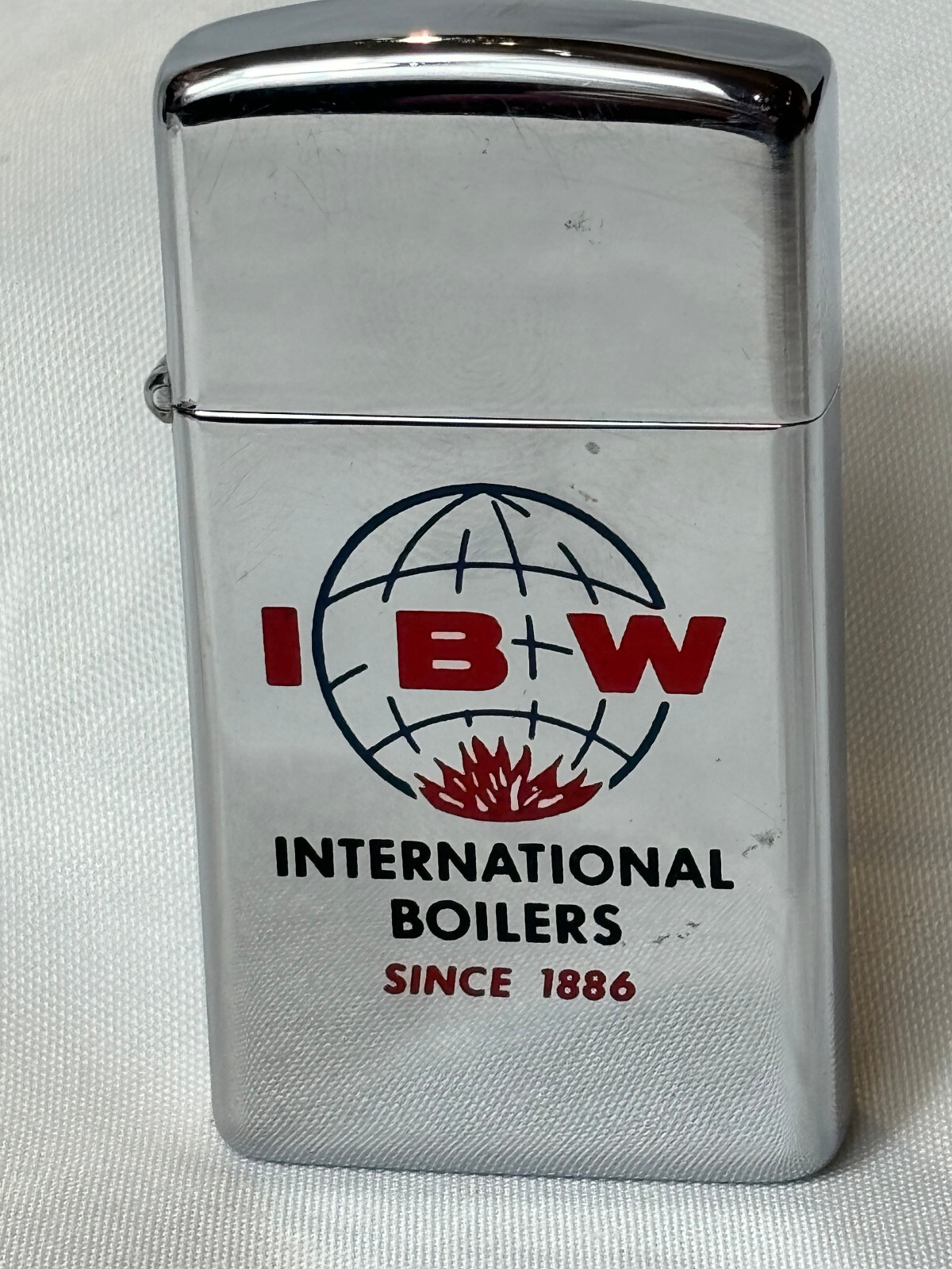 1968 Zippo Lighter Slim IBW International Boiler Works Polished Chrome