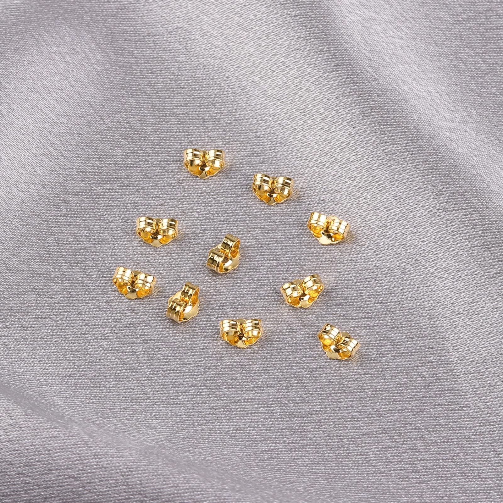 14K Gold Earring Backs Replacements - Hypoallergenic 6*4.5*3mm,