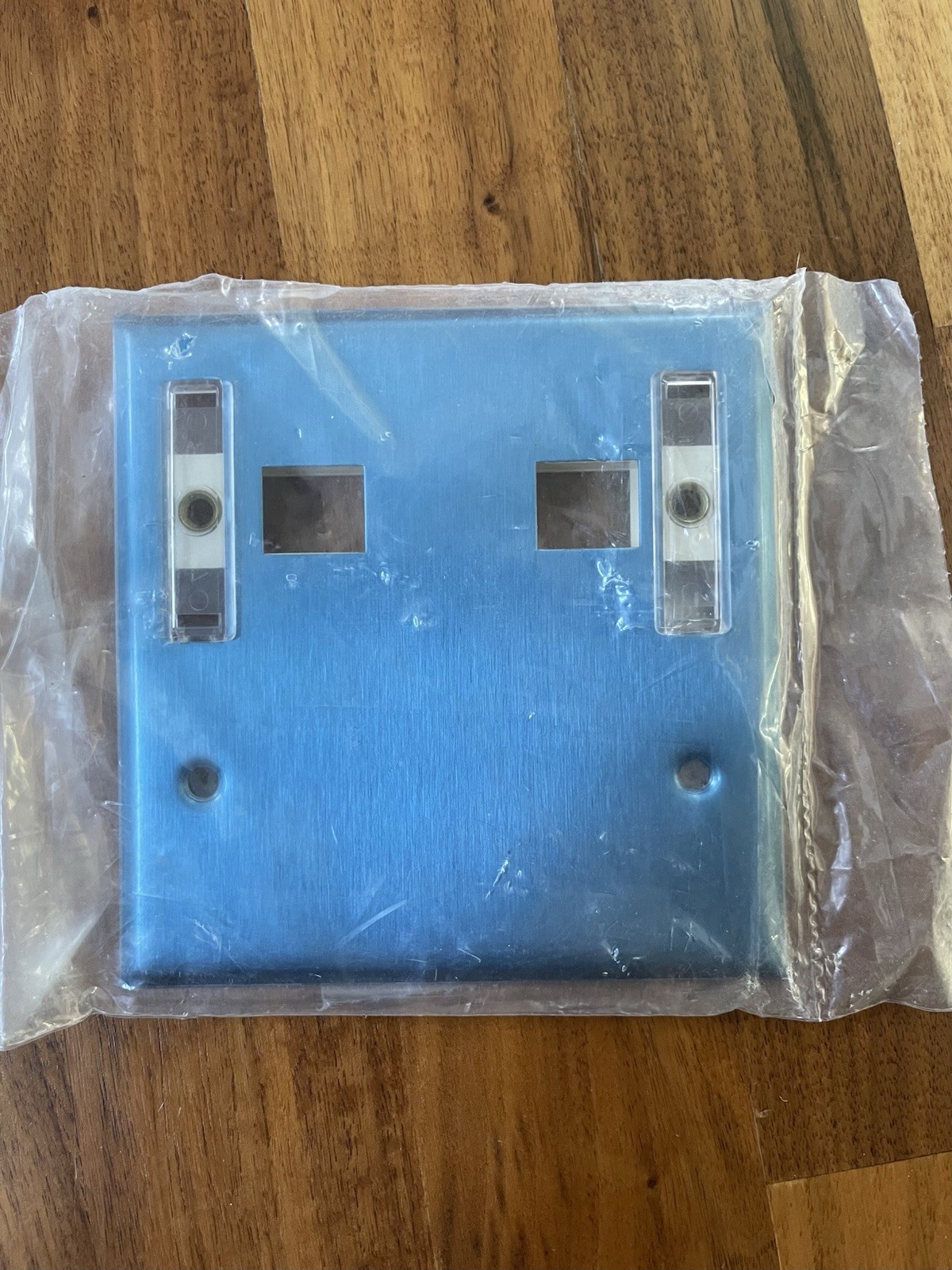 PANDUIT FACEPLATE DOUBLE GANG 2 KEYSTONE LIGHT PANE PORT STAINLESS - NEW