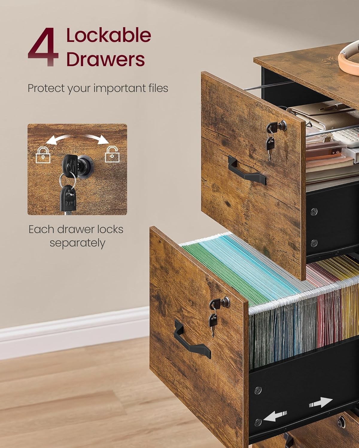 4 Drawer Vertical File Cabinet Rustic