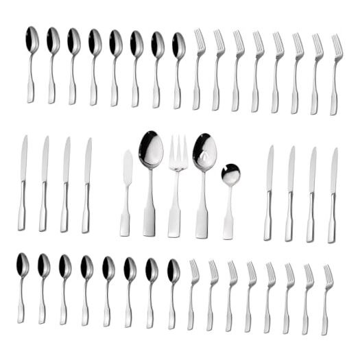Kate 45-Pieceware With Utensil-Serving Set, Service for 45 pieces for 8 Silver