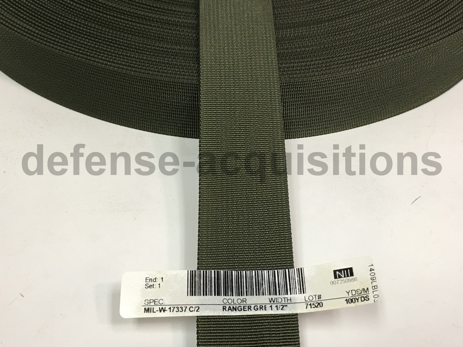 1.5 INCH MilSpec Military Webbing MIL-W-17337 C/2 RANGER GREEN Per Yard