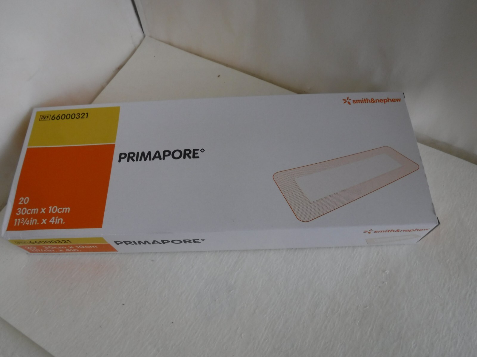 (Box Of 20) Primapore White Polyester Adhesive Dressing 4 X 11-3/4" Exp.2027