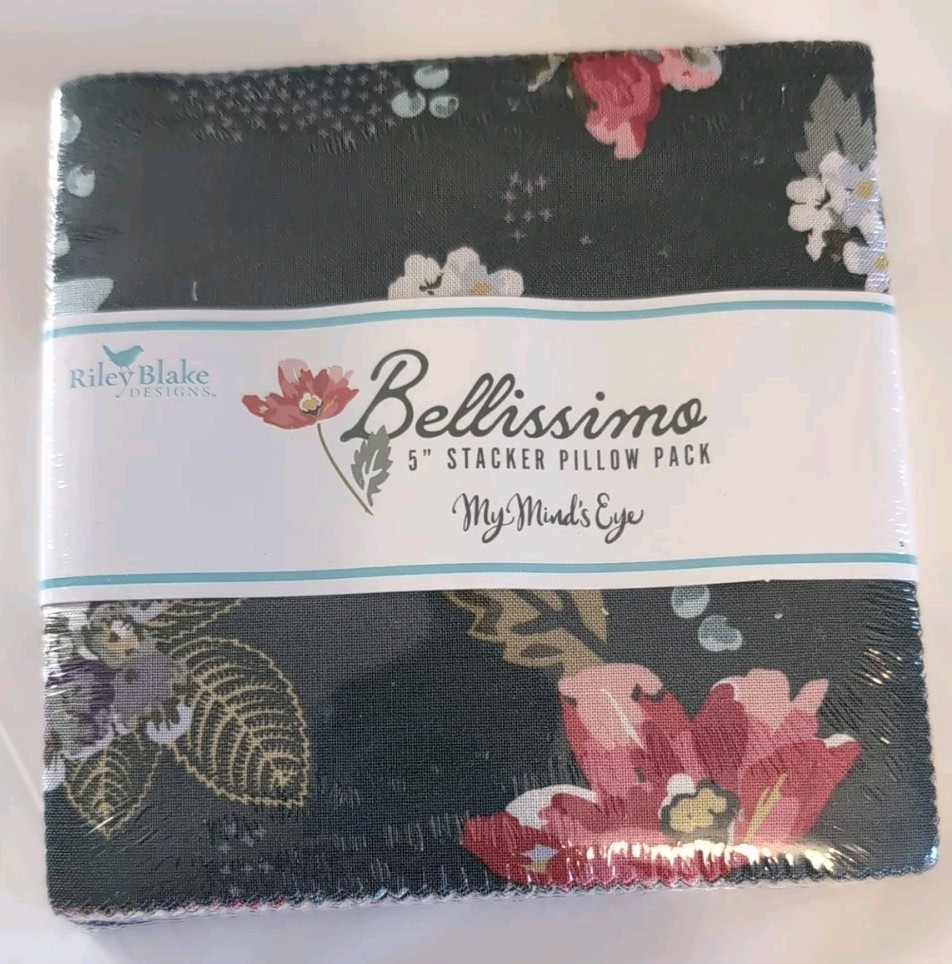 CHARM PACK BELLISSIMO BY RILEY BLAKE MY MINDS EYE 5" Squares New Quilting Cotton