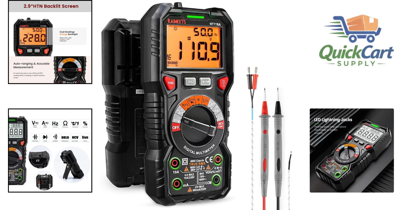 Compact Auto-Ranging Multimeter with LCD Display for Reliable Voltage & Current