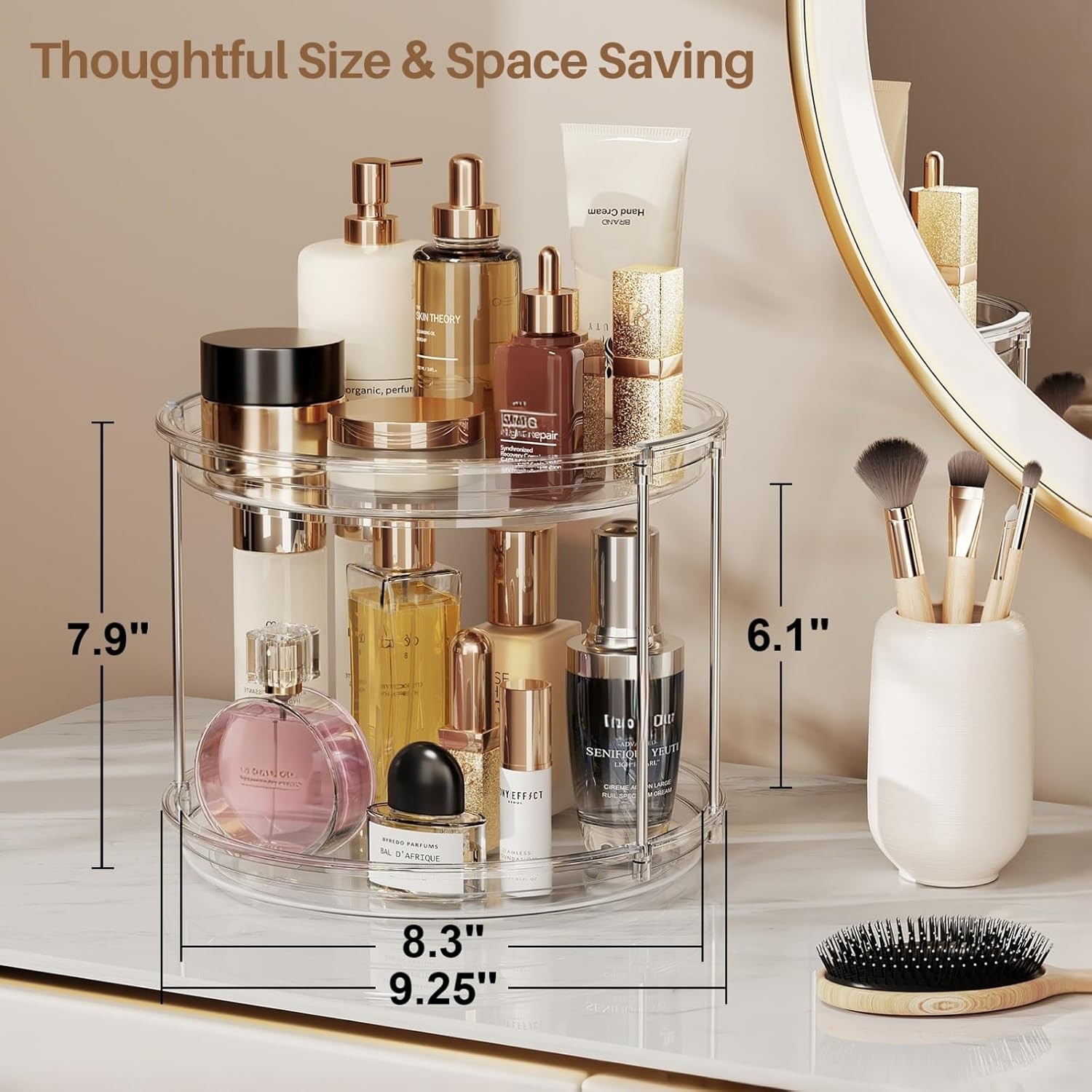 Double-Layer Rotating Condiment Rack,9.25 inches in diameter,multi-purpose.