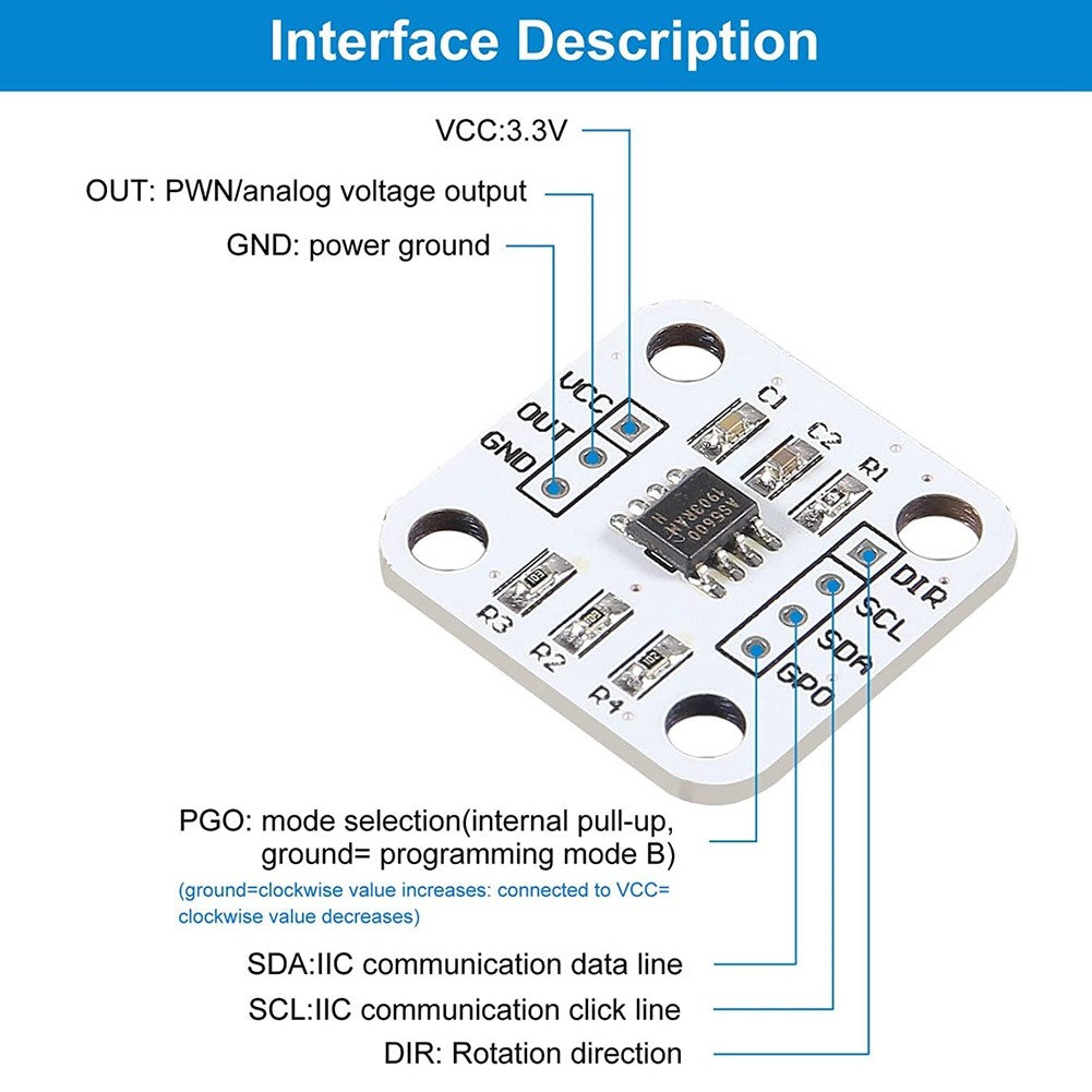 AS5600 Magnetic Encoder Magnetic Induction Angle Measurement Sensor Module2619